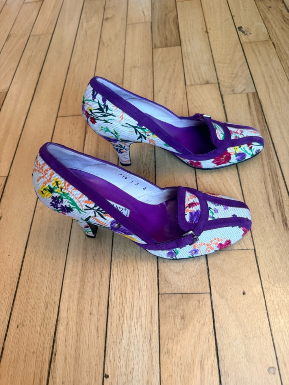 NEW Diego Sanz Purple Floral Pumps - Picture 4 of 5